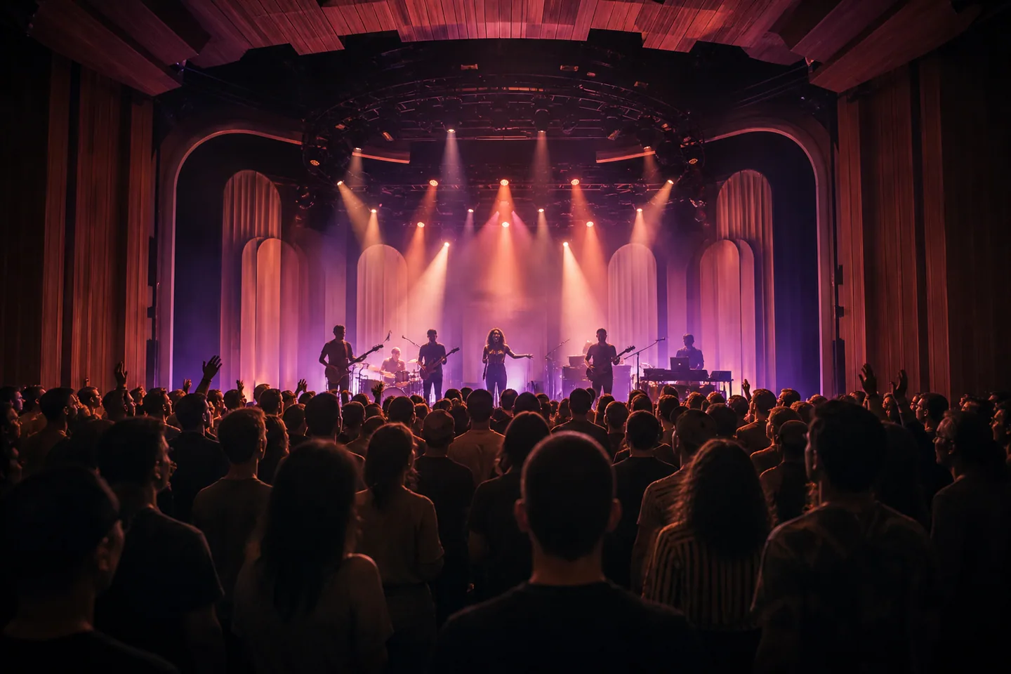 Live concert inside a contemporary hall